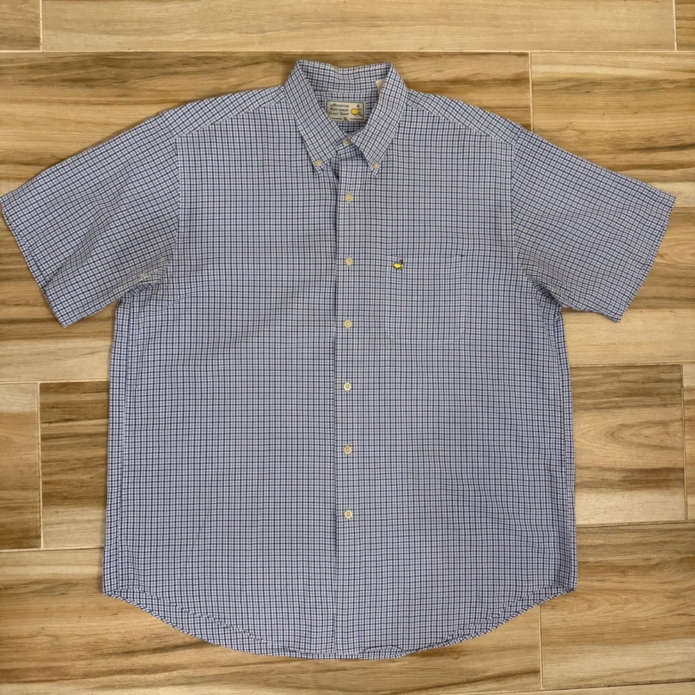 Augusta National Golf Shop Masters Shirt XL Gingham Check Button Down Blue